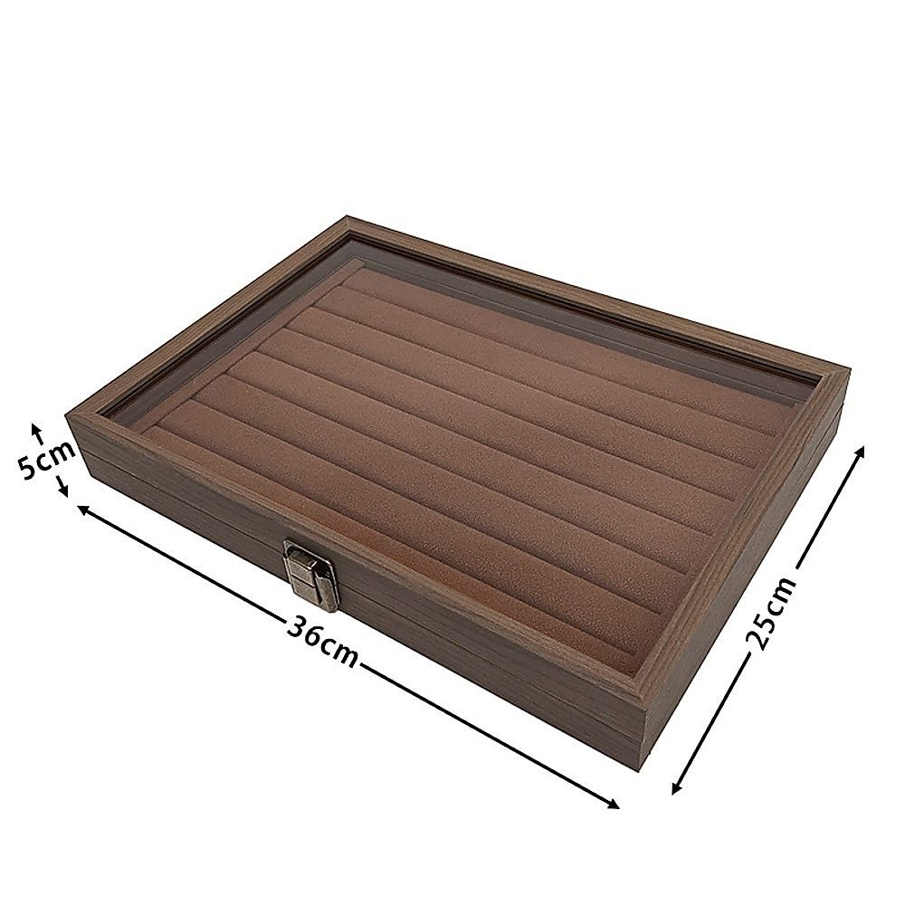 Wooden Jewellery Storage Box – Organiser Case for Rings, Earrings & Accessories