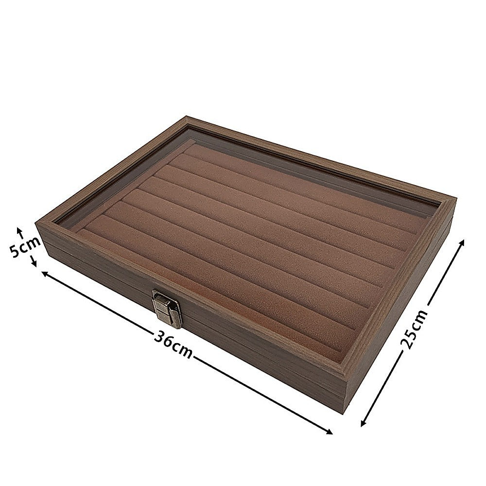 Wooden Jewellery Storage Box – Organiser Case for Rings, Earrings & Accessories