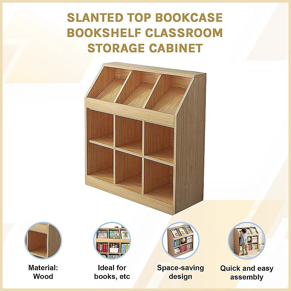 Slanted Top Bookcase Bookshelf Classroom Storage Cabinet