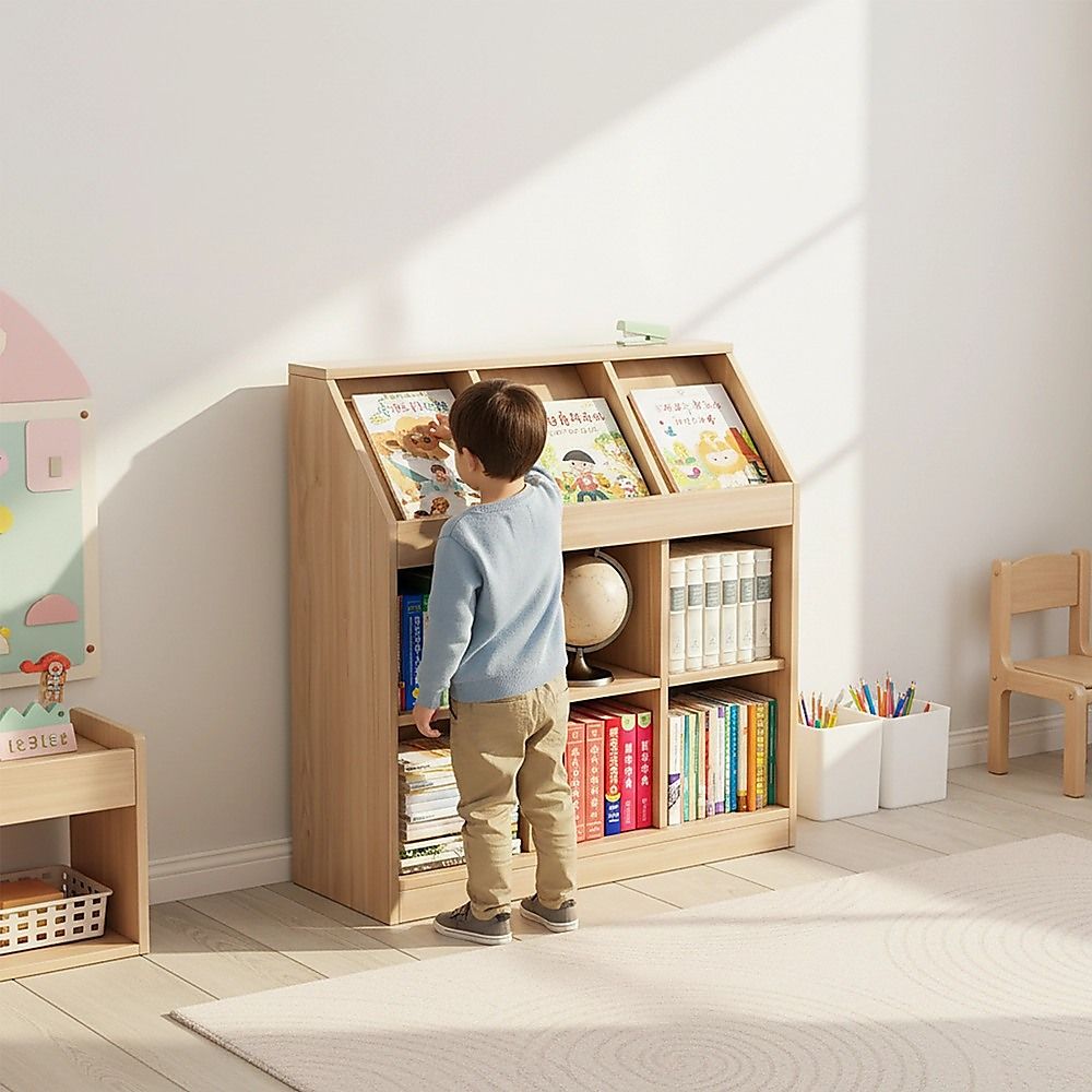 Slanted Top Bookcase Bookshelf Classroom Storage Cabinet