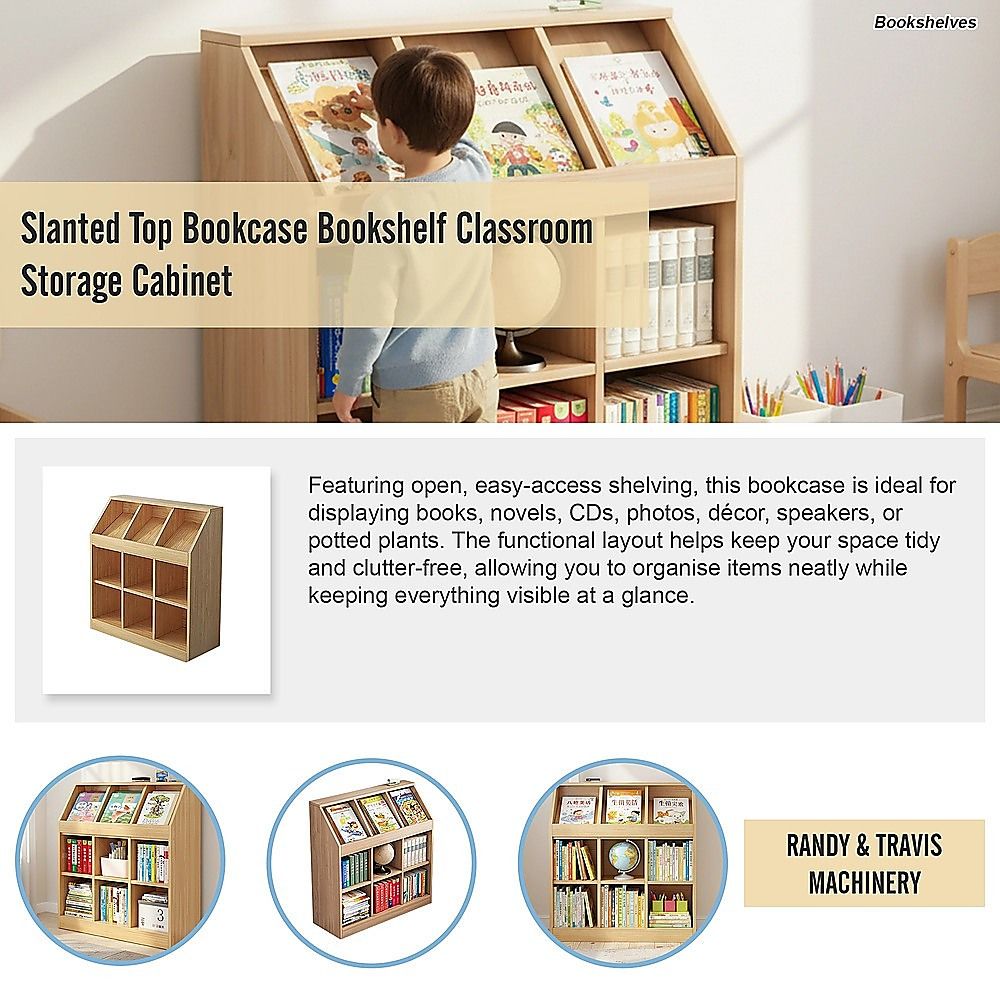 Slanted Top Bookcase Bookshelf Classroom Storage Cabinet