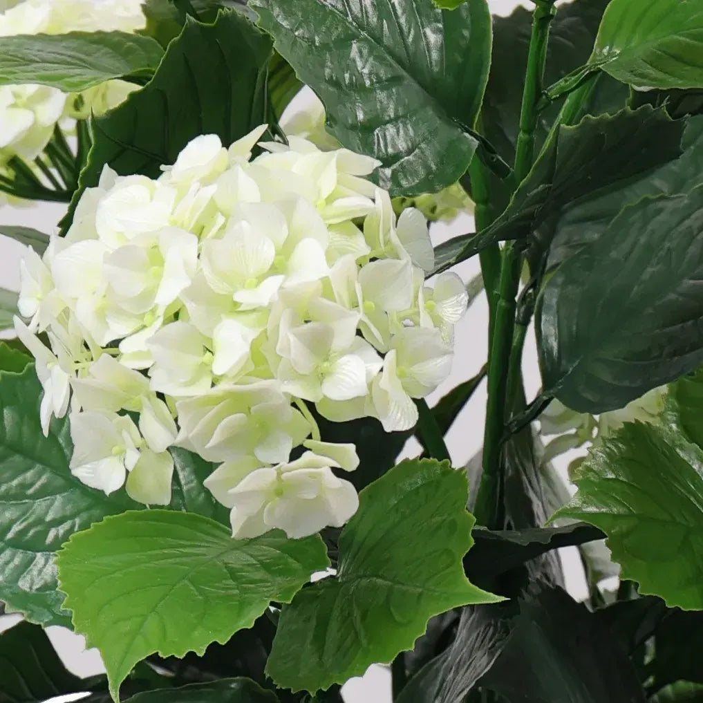 Premium Artificial Flowering White Hydrangea Tree 90cm UV Resistant