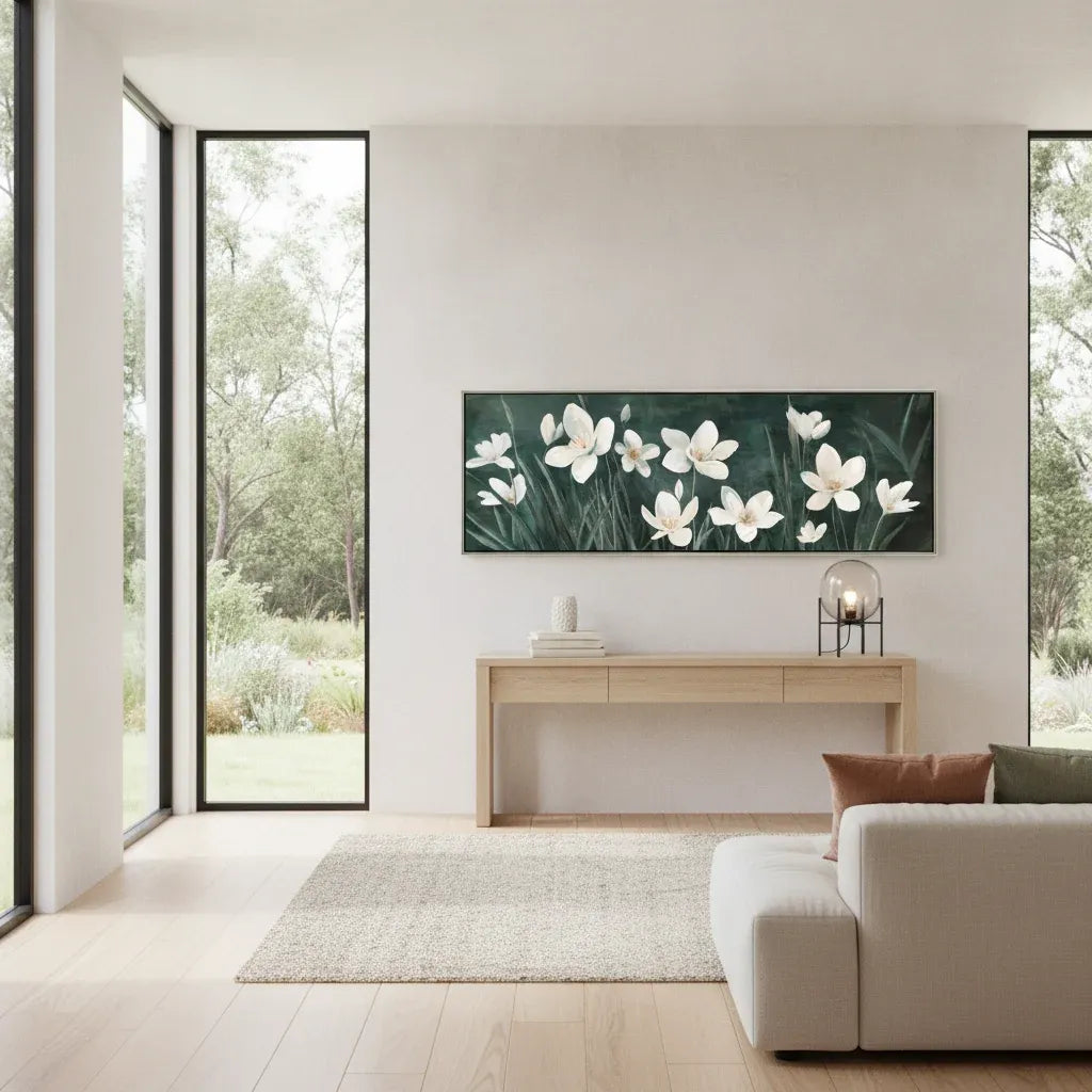Blooming Flower Framed Artwork 50x150cm