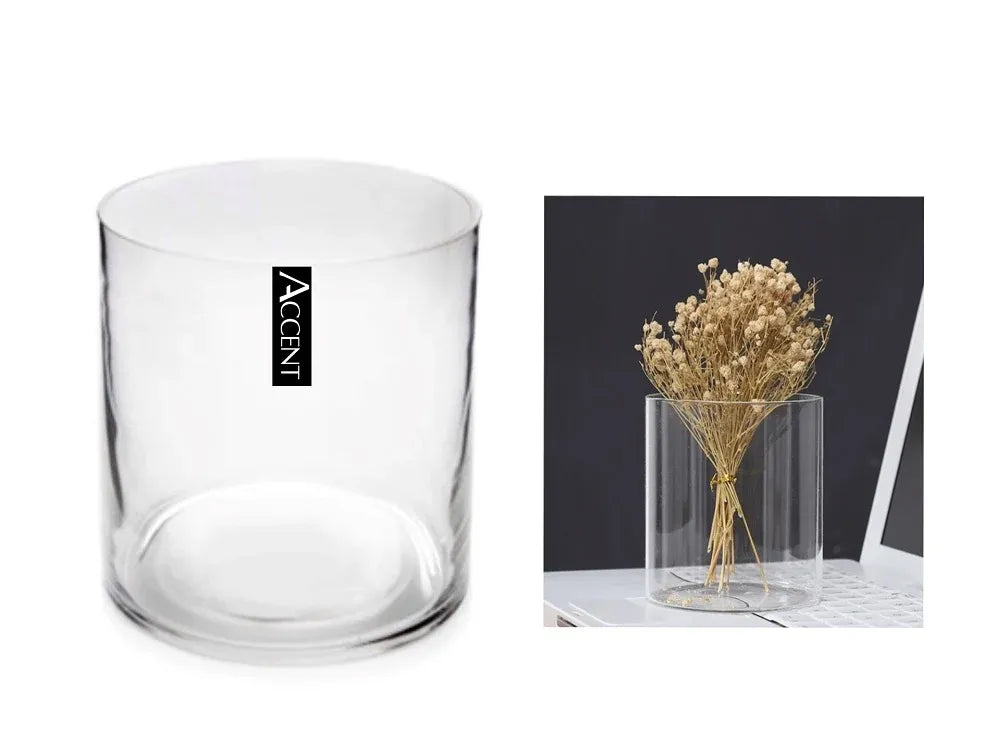 bulk 6 Glass Cylinder Decorative Vase 25cm