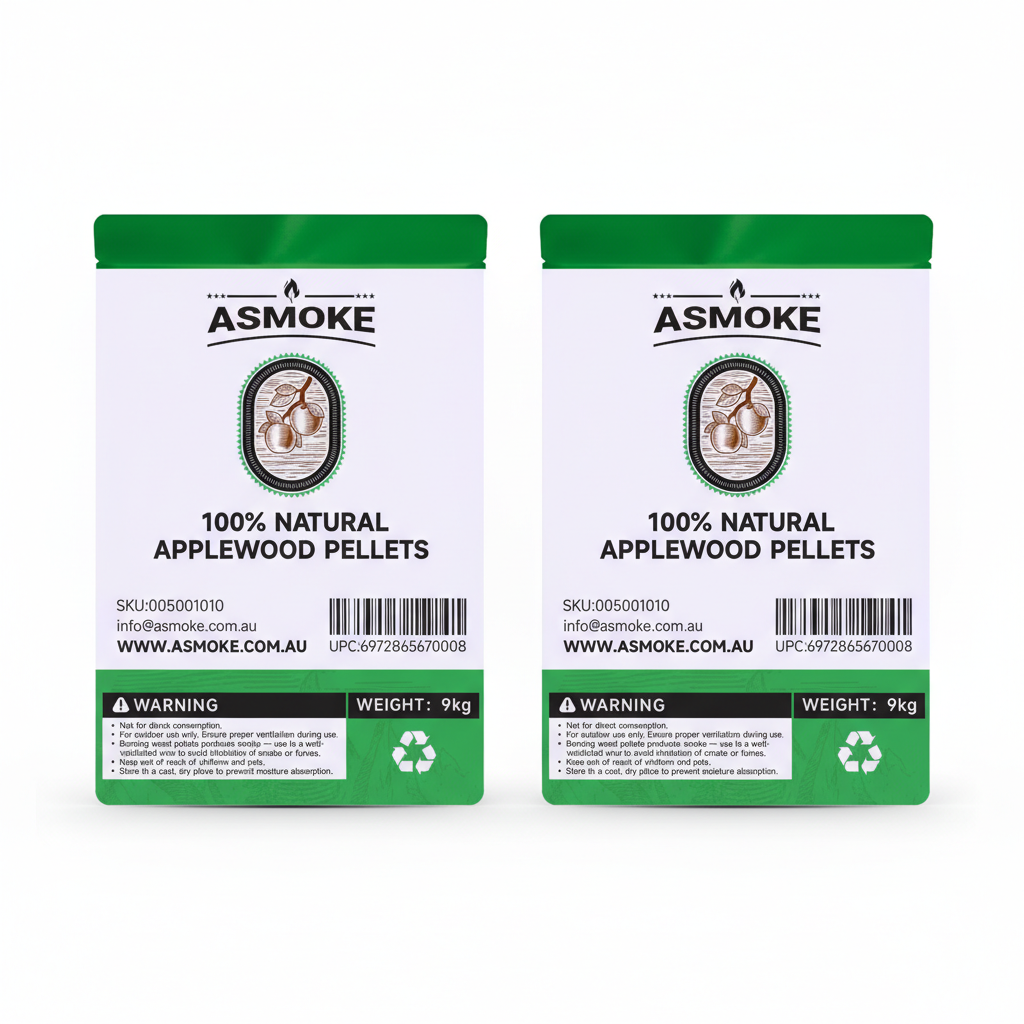 ASMOKE 20lbs x2 Premium Apple Wood Pellets for Smoker & Grill – Natural Sweet Fruit Flavour BBQ Fuel for Chicken, Pork & Pizza Ovens