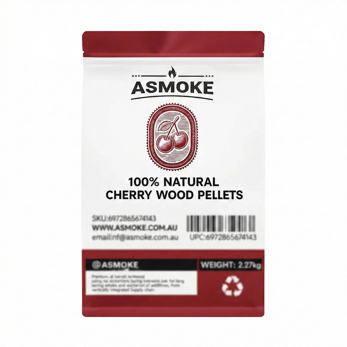 ASMOKE 100% Natural Cherry Wood BBQ Pellets (2.27kg) - Premium Fruit Hardwood for Smoker Grills & Cold Smoking