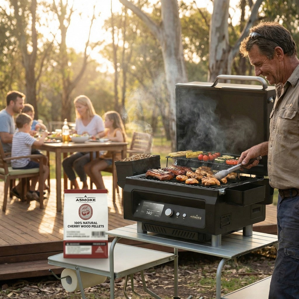 ASMOKE 100% Natural Cherry Wood BBQ Pellets (2.27kg) - Premium Fruit Hardwood for Smoker Grills & Cold Smoking