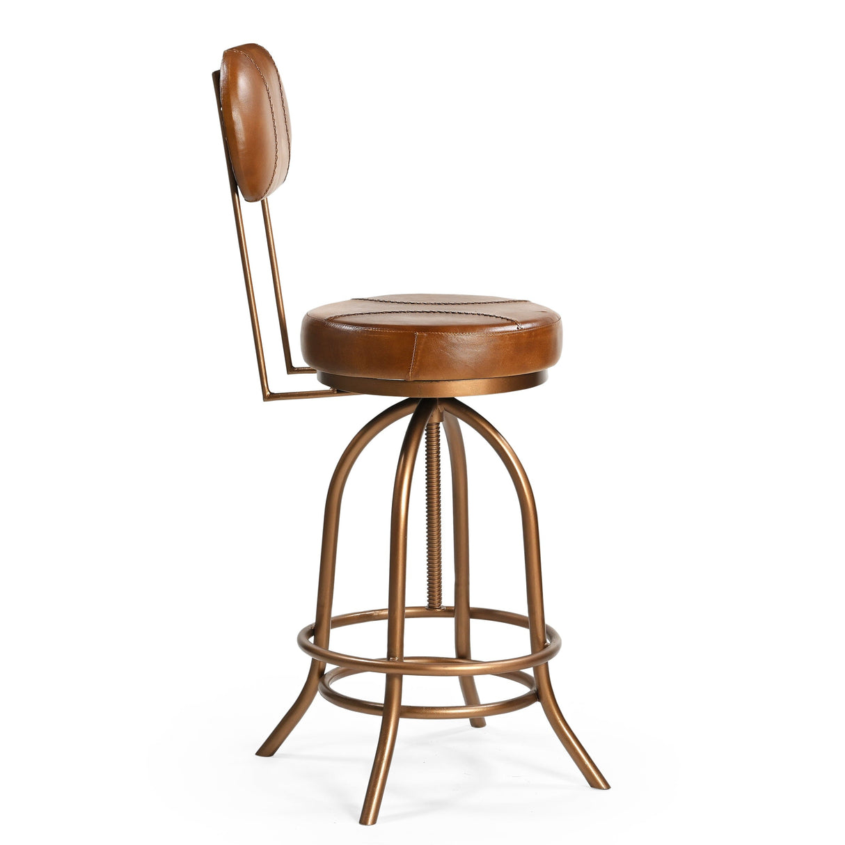 INDUSTRIAL WIND UP BAR CHAIR WITH LEATHER