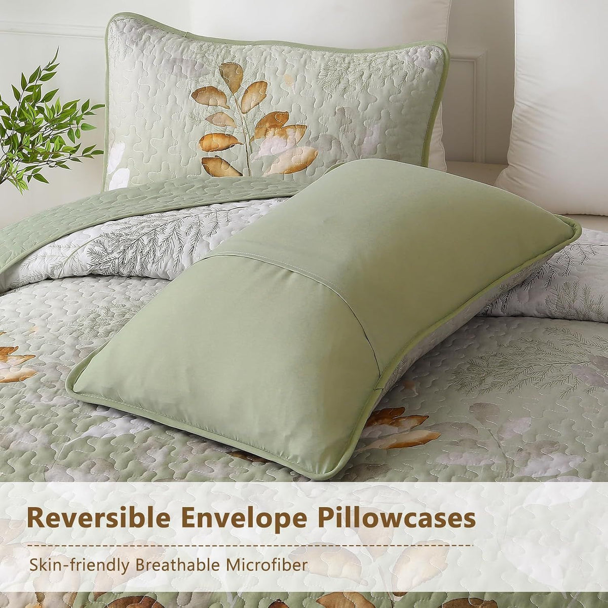 Brown Floral Serenity Bedspread Coverlet 3 Piece Set