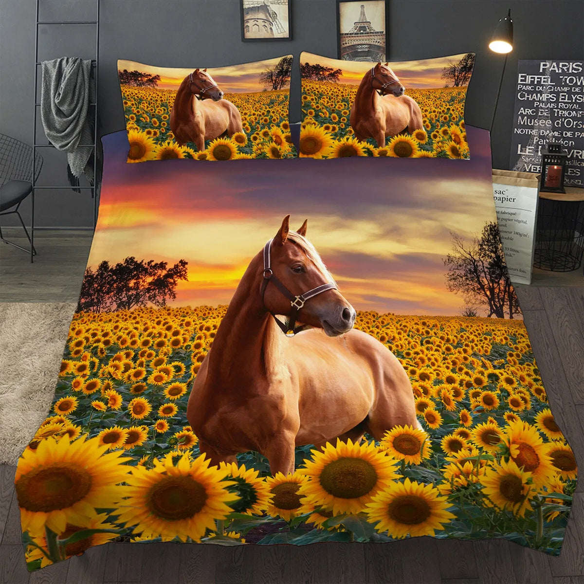 Horse Sunflowers Verona Elegance Quilt / Doona / Duvet Cover set
