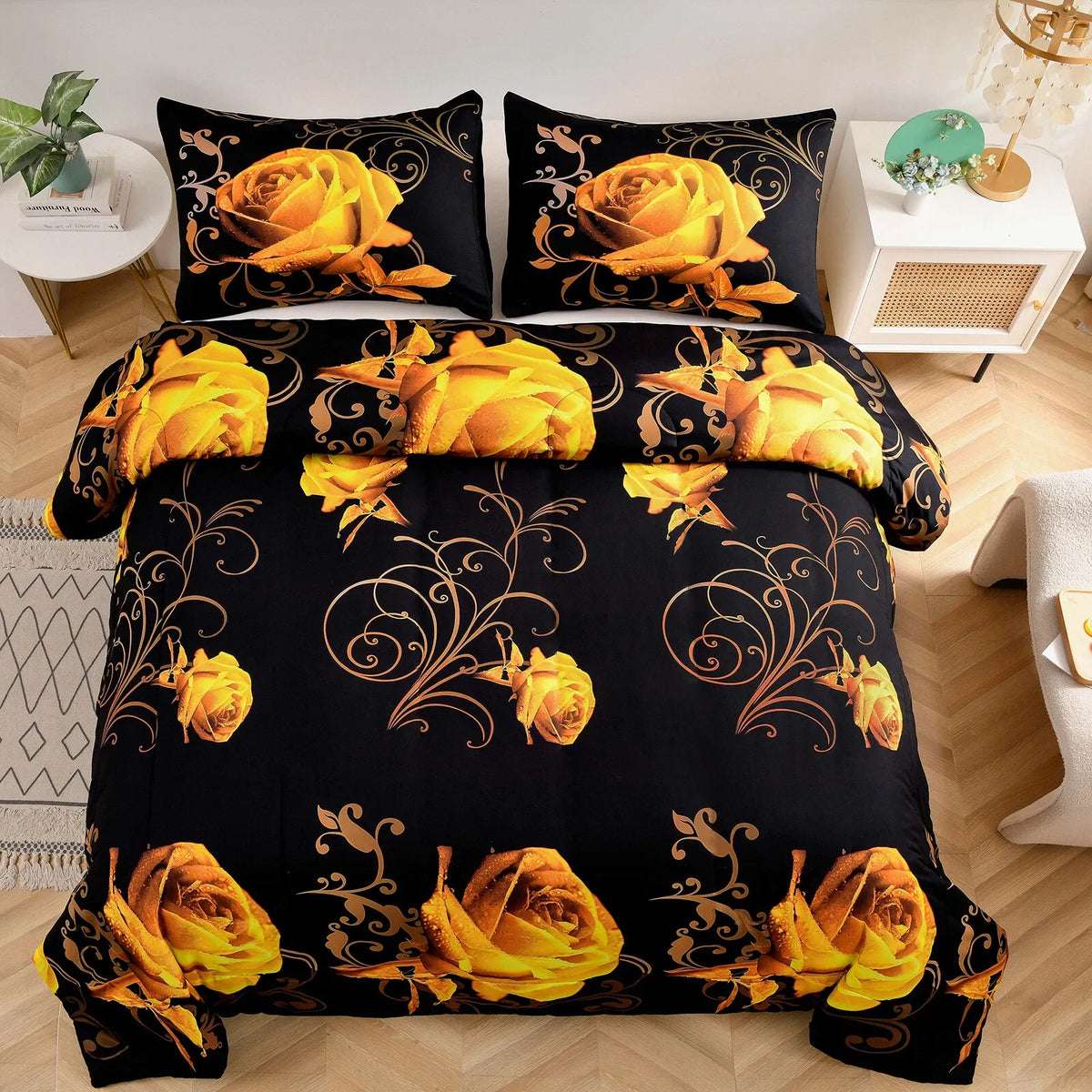 Gold Flower Arden Elegance Quilt / Doona / Duvet Cover set