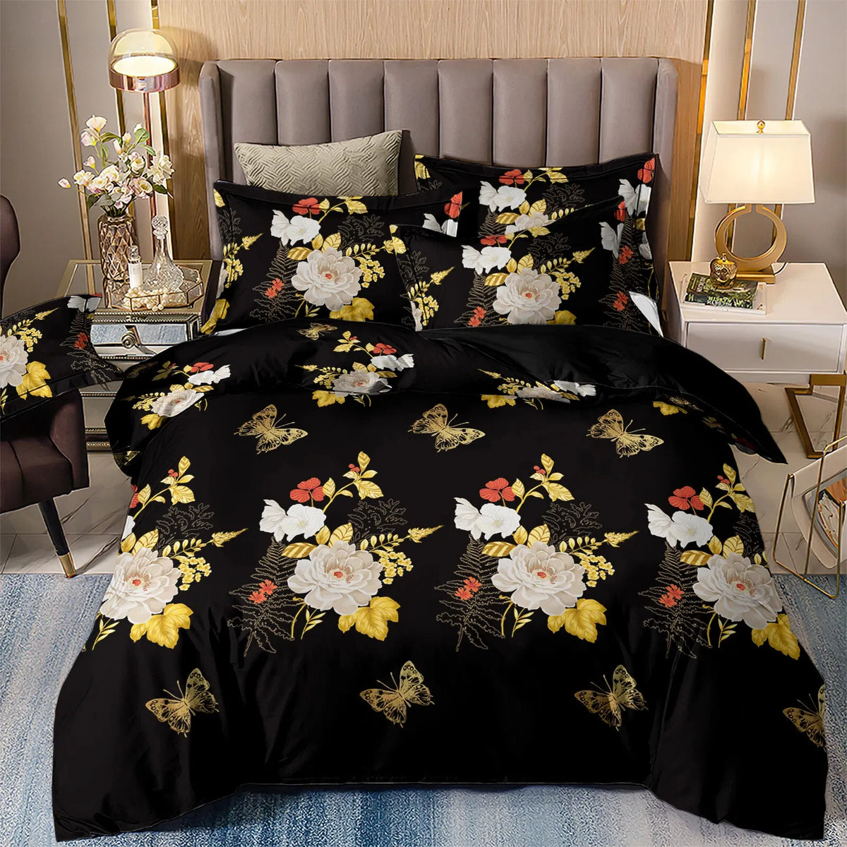 Black Sorrento Marigold Quilt / Doona / Duvet Cover set