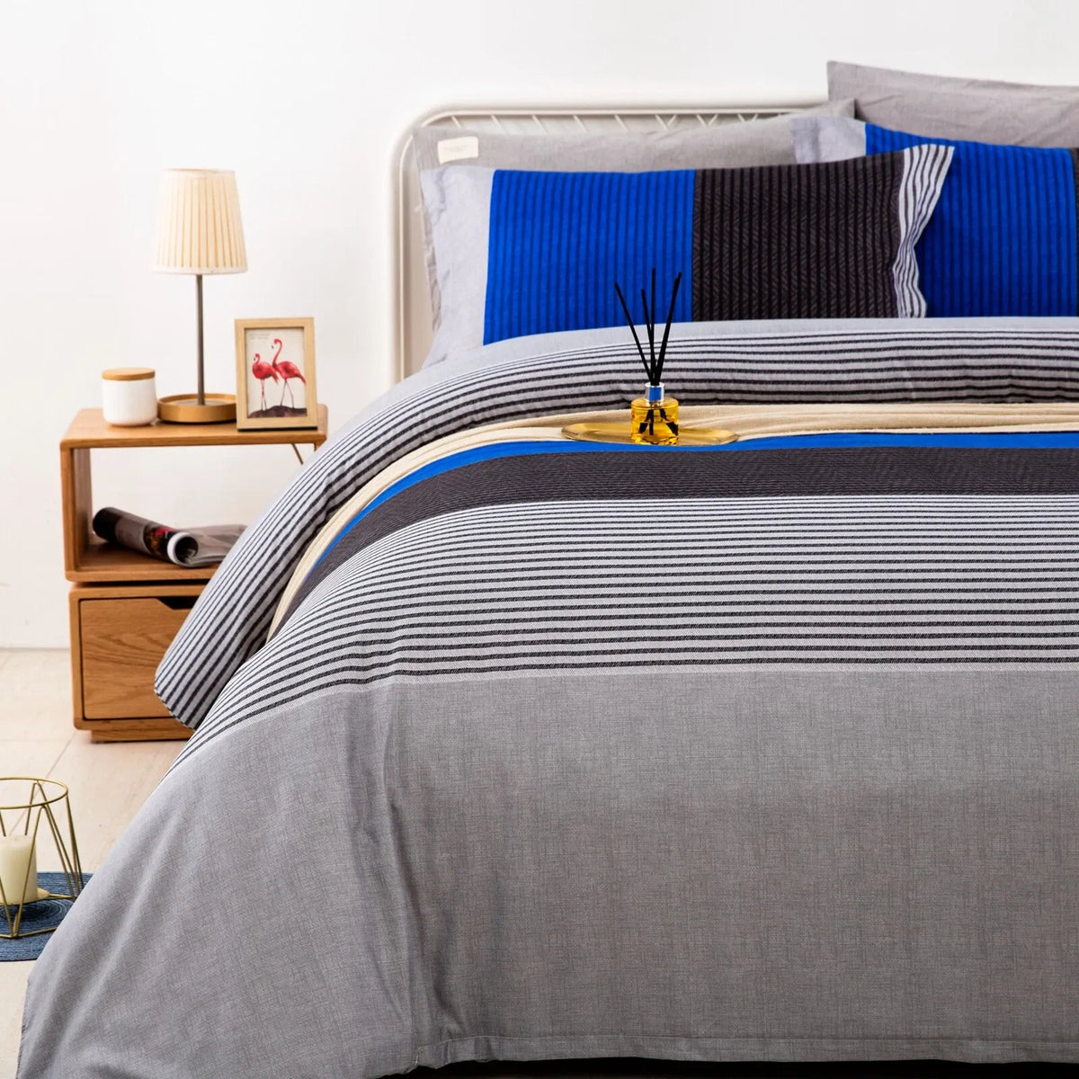 Gray Blue Chantilly Charm Quilt / Doona / Duvet Cover set