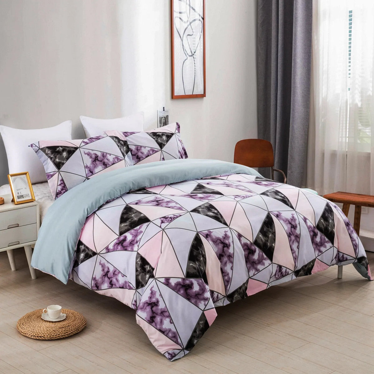 Stripe Madeira Dahlia Quilt / Doona / Duvet Cover set