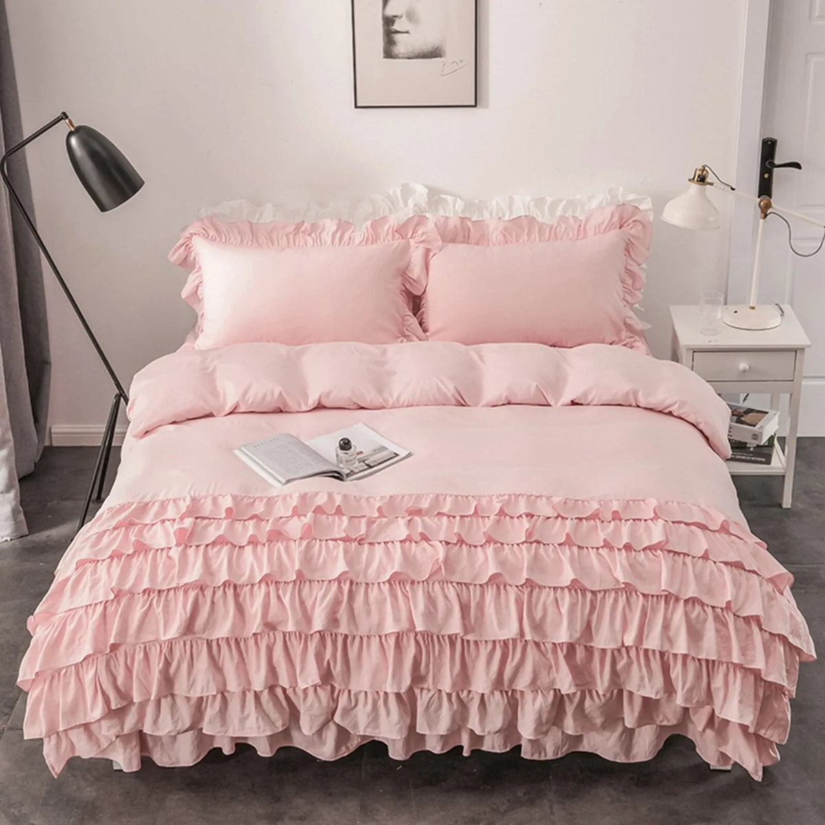 Multi Ruffled Bellagio Willow Quilt / Doona / Duvet Cover set