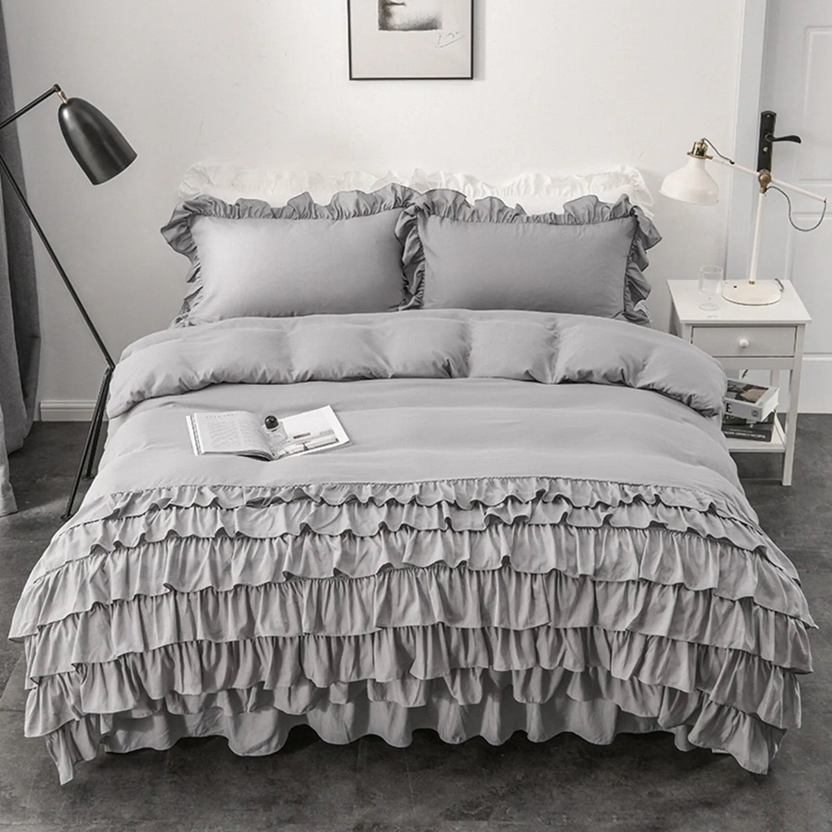 Multi Ruffled Geneva Charm Quilt / Doona / Duvet Cover set