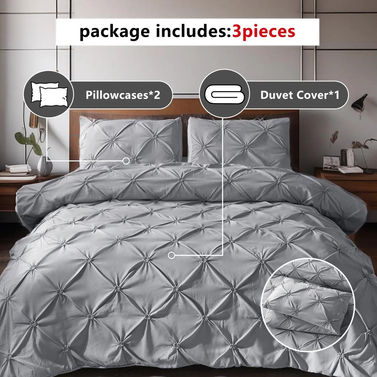Grey Lorette Marigold Quilt / Doona / Duvet Cover set