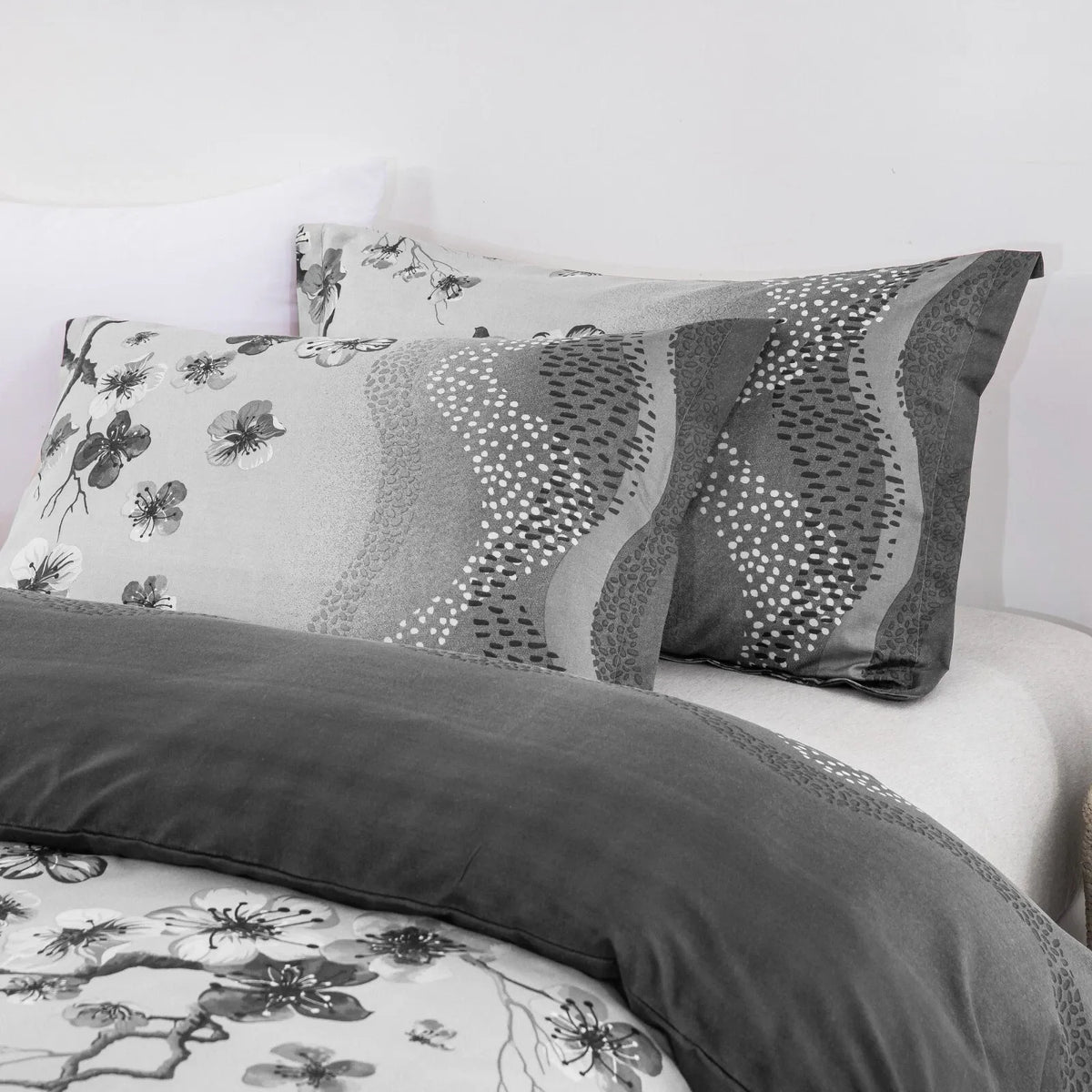 Grey Stripe Aveline Elegance Quilt / Doona / Duvet Cover set