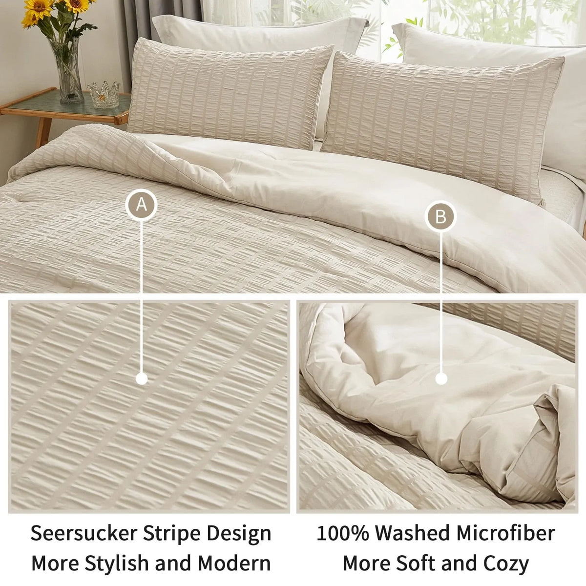 Stripe Lombardy Serenity Quilt / Doona / Duvet Cover set