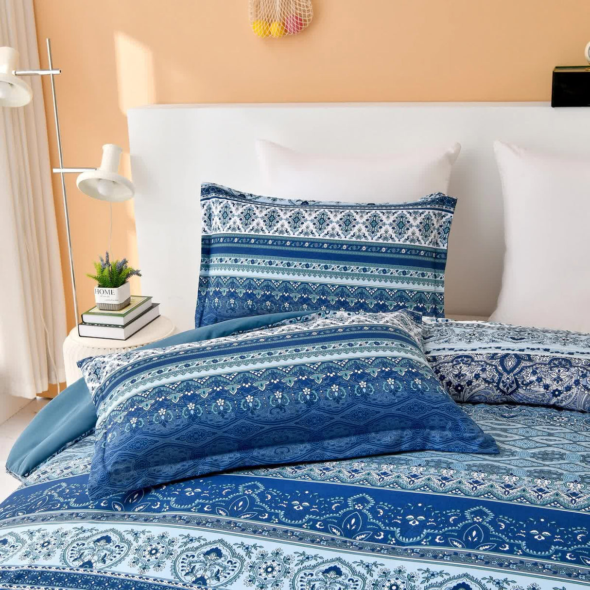 Boho Vibes blue Bedding Set – 3‑Piece Comforter & Pillow Covers