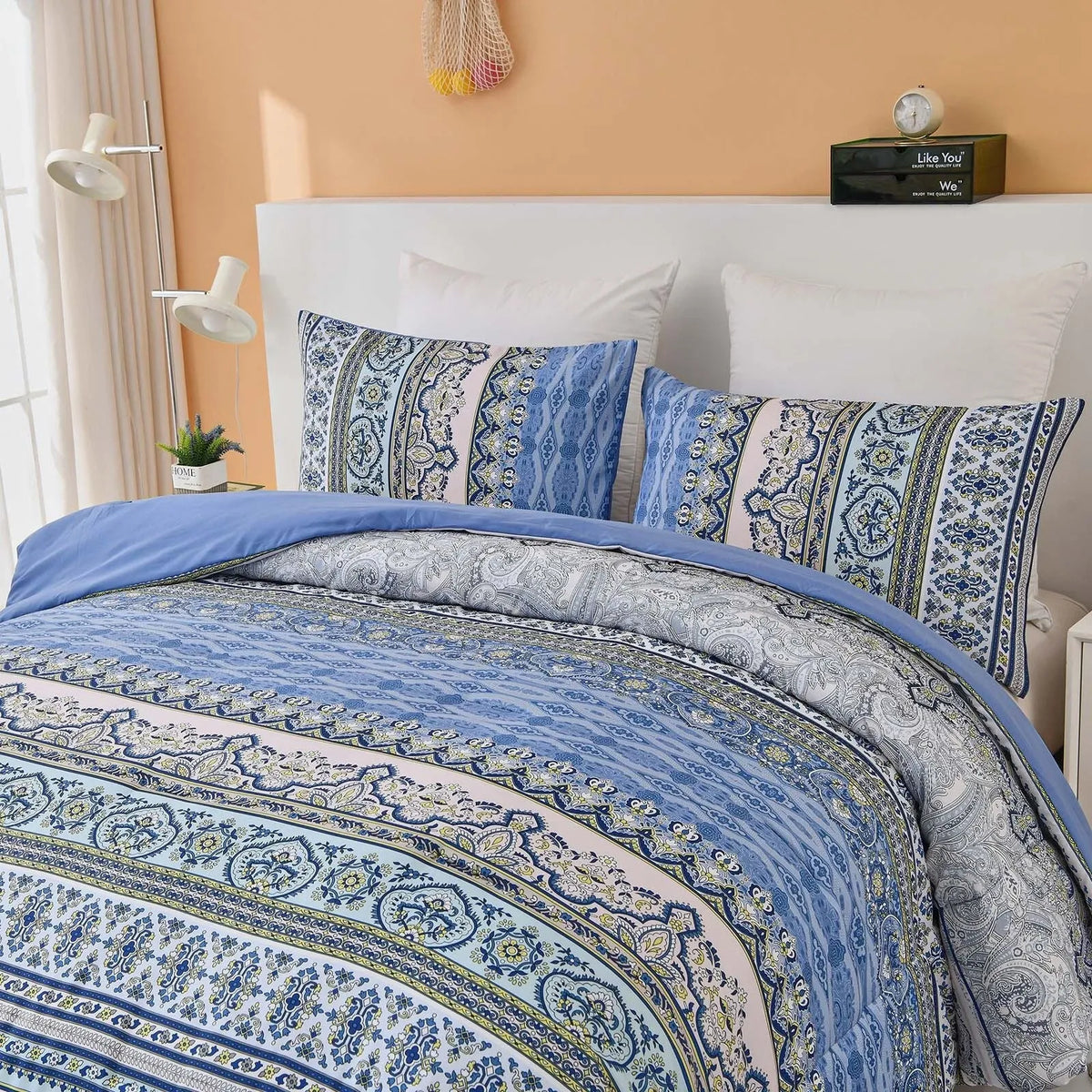 Blue Nordic Stripe Haven Comforter Quilted Doona Set
