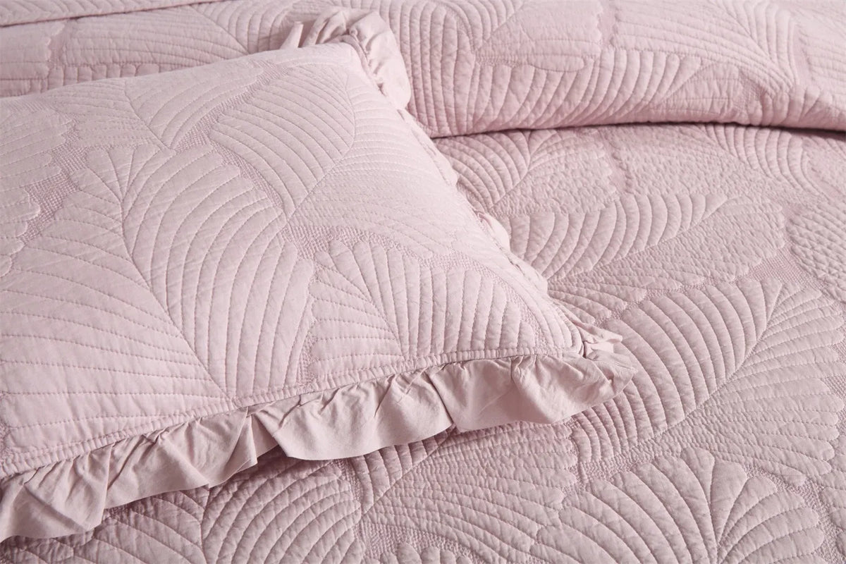 100% Cotton Embossed Blush Rose Coverlet Bedspread Set