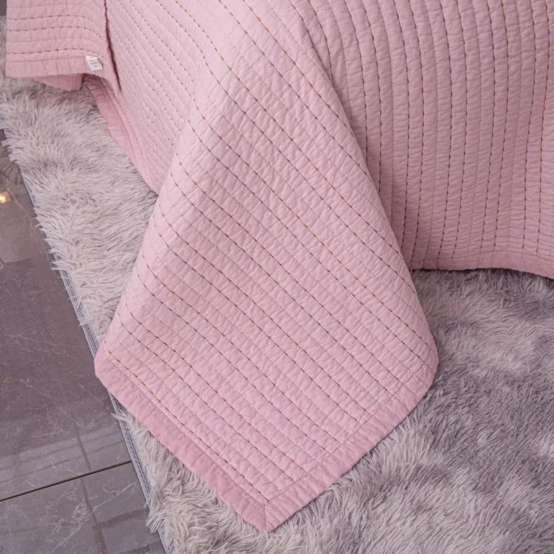 100% Cotton Embossed Pink Stripe Serenity Coverlet Bedspread Set