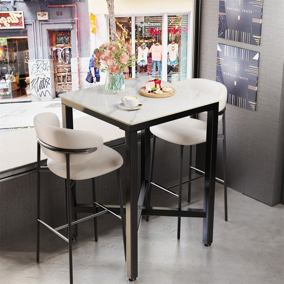 Tall Square Sintered Stone Bar Table