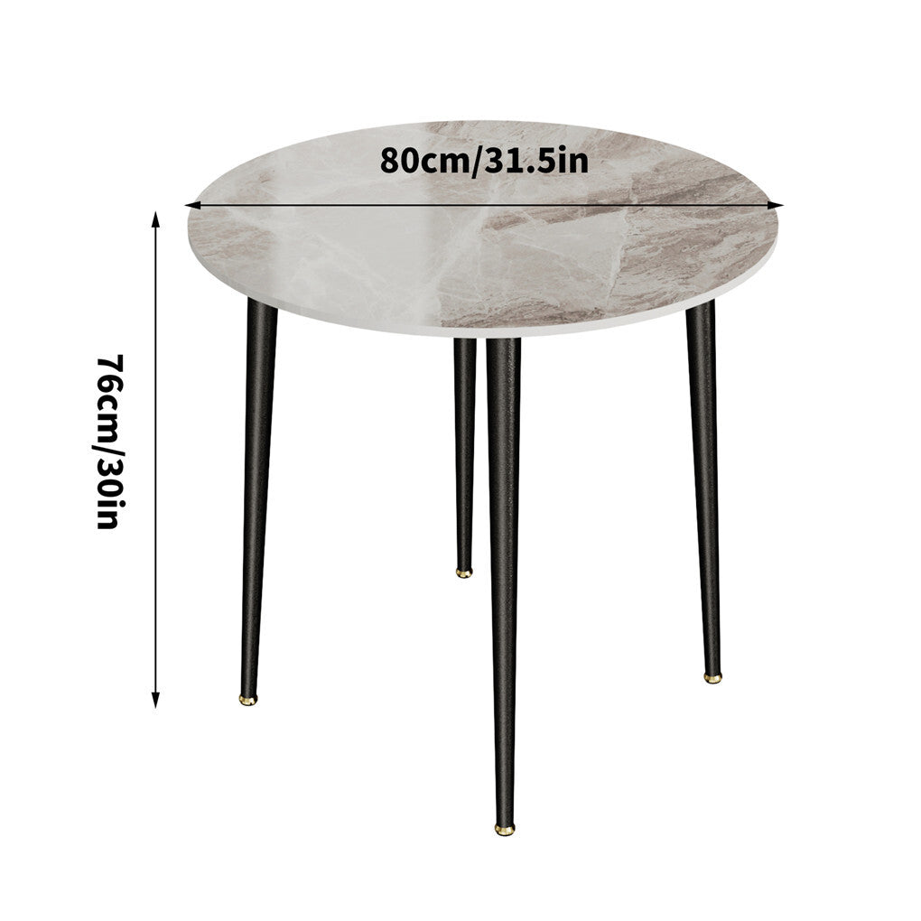 High-End Marble Round Kitchen Dining Table Sintered Stone Restaurant Table 80 x 80 cm
