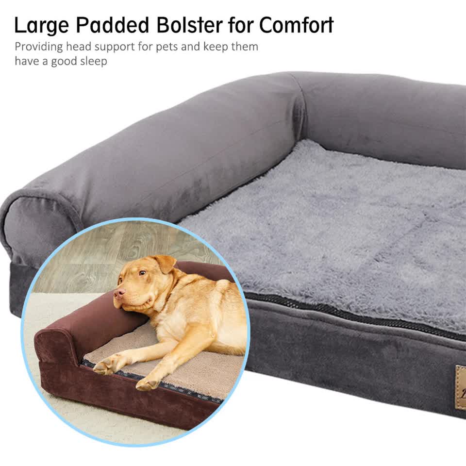 Medium Orthopedic Dog Bed with Bolster Comfort Mattress