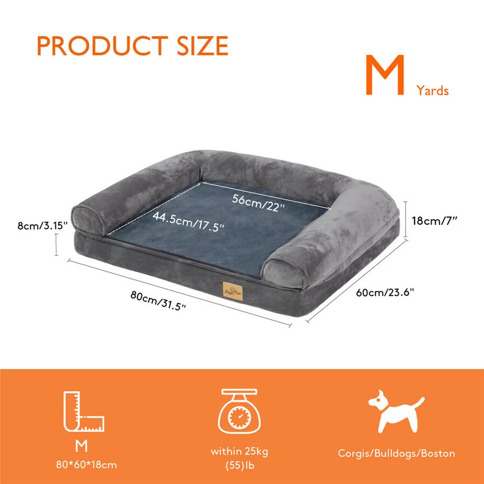 Medium Orthopedic Dog Bed with Bolster Comfort Mattress