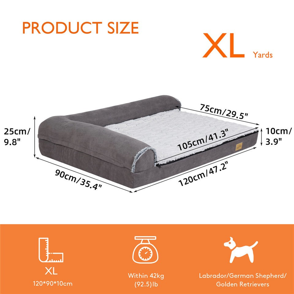 Jumbo Orthopedic Dog Bed Sofa Lounge - Raised High Bolster Pet Bed with Washable Cover Size XL