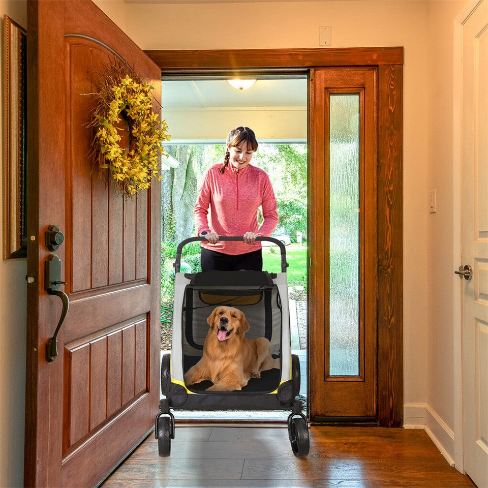 Two Dogs Stroller Divider Pet Travel Stroller Carrier One-key Folding Outdoor