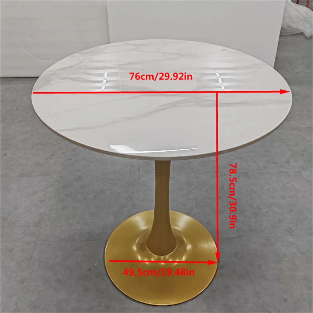 Round Real Stone Dining Table Anti-Scratch Easy Clean Table for Small Condo