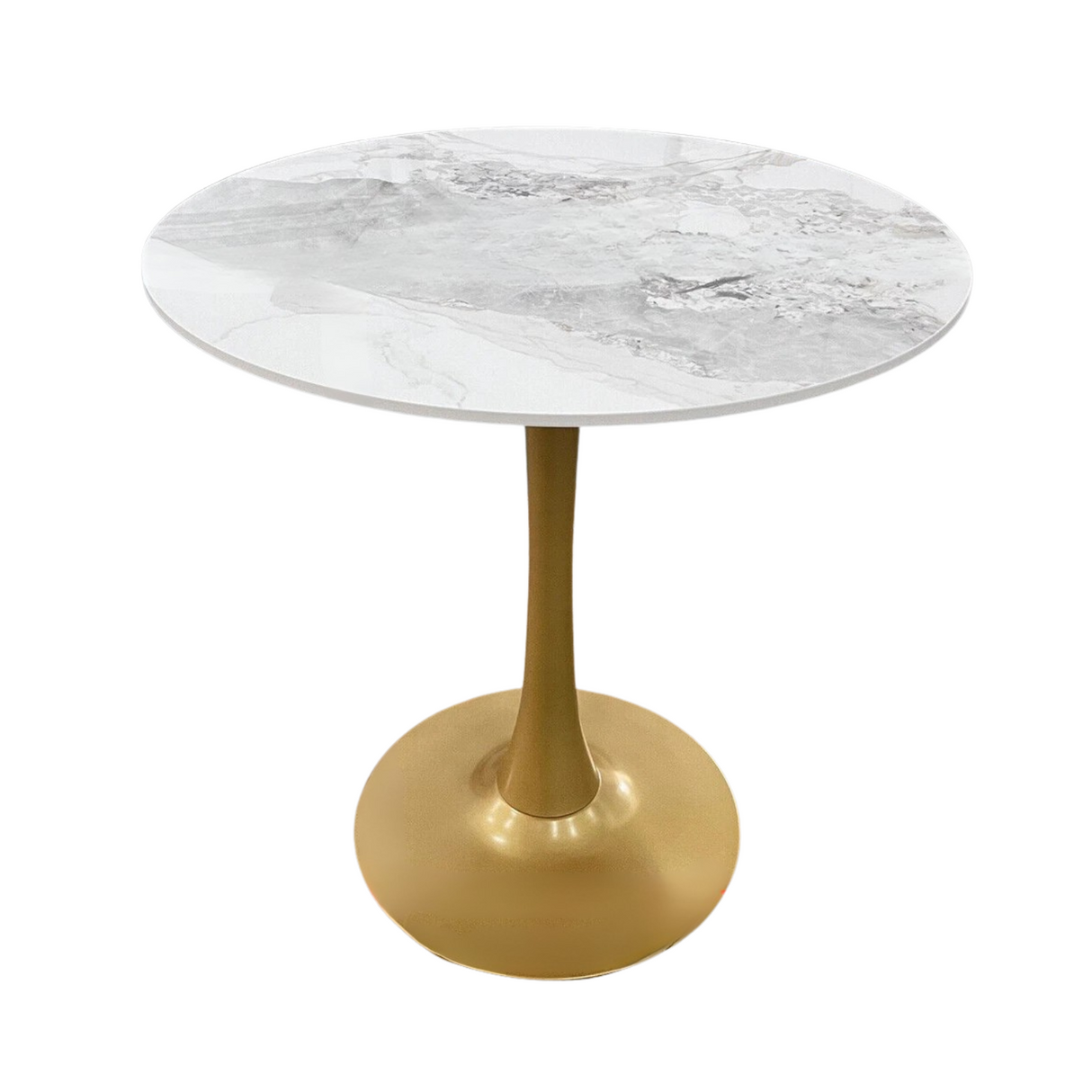 Round Real Stone Dining Table Anti-Scratch Easy Clean Table for Small Condo