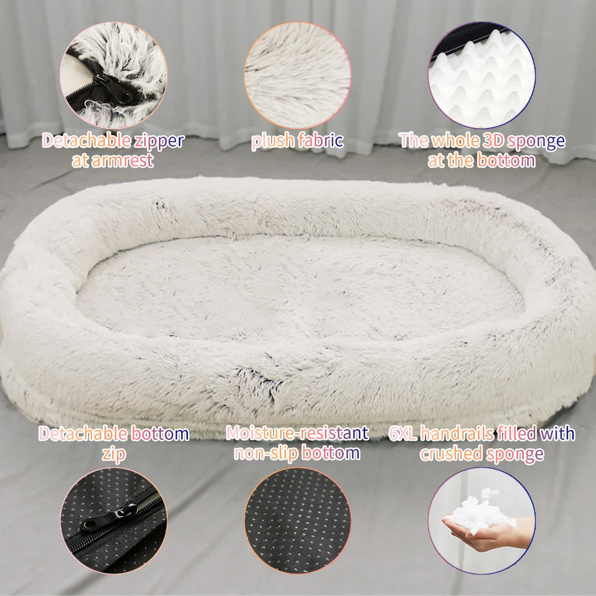 Fluffy Donut-Shaped Pet Bed- Soft, Cozy, and Anti-Anxiety for Dogs and Cats, Machine Washable Emerald Green Size:M 75*55*18cm