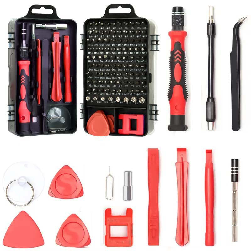 Red 115-in-1 Precision Screwdriver Tool Kit for Electronics and DIY Repair