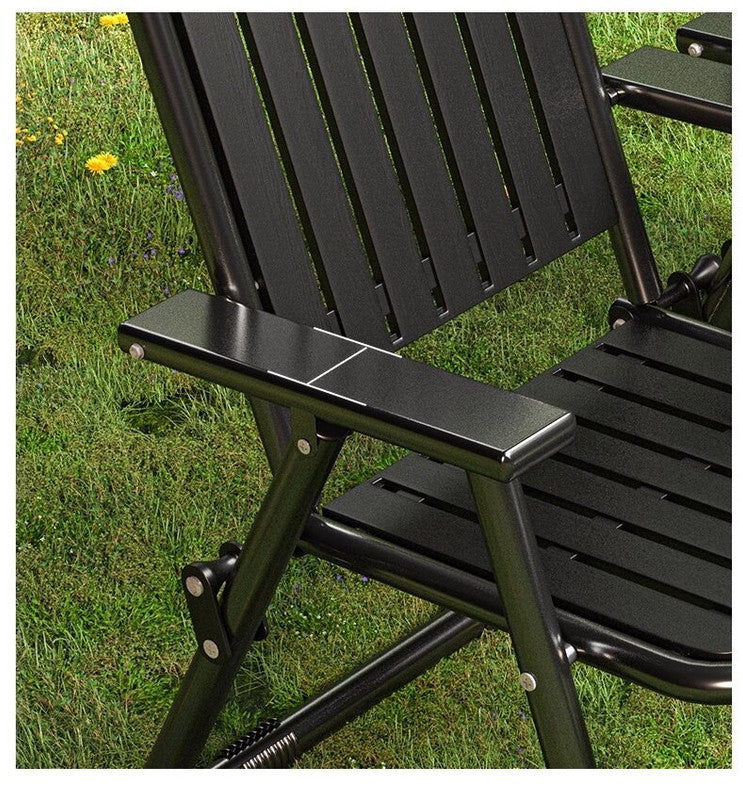 Black Portable Folding Chair - Outdoor Beach and Camping Recliner
