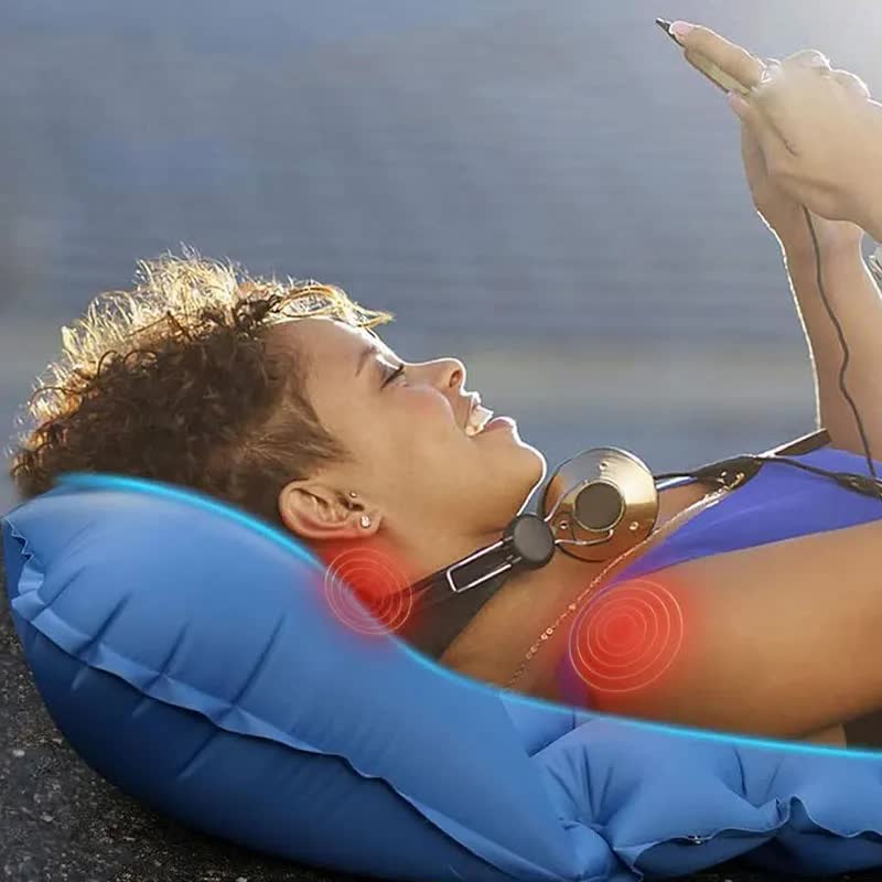 Blue Portable Outdoor Inflatable Mat - Foot-Operated Camping Sleeping Pad