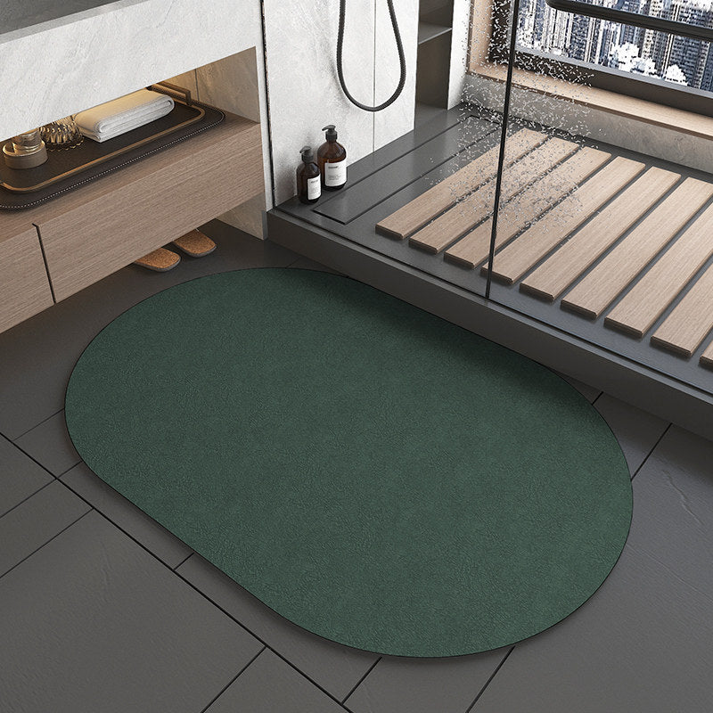 Oval dark green Quick-Dry Absorbent Non-Slip Bath Rug for Bathroom, Kitchen & Entryway 60x90cm