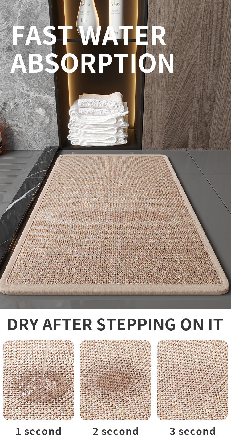 Grey Quick Dry Bathroom Rug - Non-Slip PVC Foam, Super Absorbent, 50x80cm
