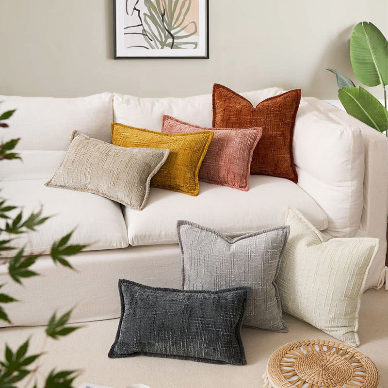 Black Chenille Crosshatch Textured Pillow Covers Set of 2 - Modern Minimalist Sofa Bed Cushion Covers 45x45cm & 30x50cm(without pillow core)