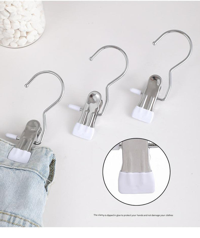 Gray Stainless Steel Hanging Clips (35 PCS) - Strong Grip for Pants, Hats, Socks, Laundry