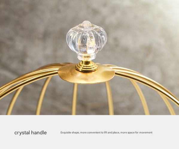 Gold and Black Elegant 2-Tier Gold Birdcage Cosmetic Organizer - Wrought Iron Countertop Storage Rack for Skincare, Makeup & Jewelry