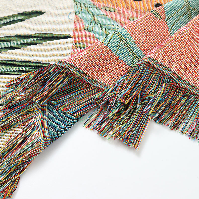 Buddhist Monastery INS-Style Illustrated Line Blanket - Multi-Use Design