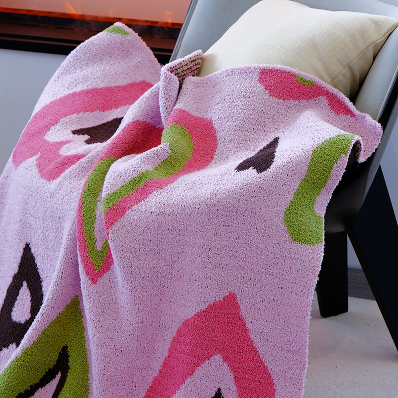 Pink Luxurious Chunky Knit Throw Blanket - Cozy & Thick Sofa Accent - 136 x 130cm (920g)