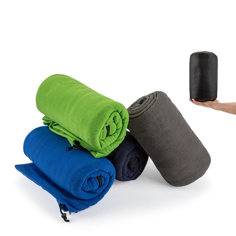 Green Versatile Double-Sided Fleece Bag Liner - Lightweight & Portable Travel Blanket for Camping & Outdoors
