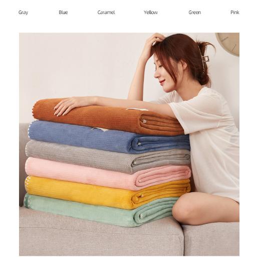 200*230CM Pink Ultra-Soft Dual-Sided Waffle & Plush Fleece Blanket - Large Cozy Throw for Bed & Sofa