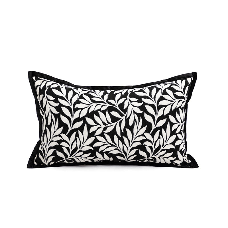 Leaves Triangle Elegant Two-Piece INS-Style Jacquard Pillow Covers - Black & White Sofa Decor