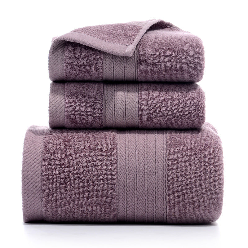 Premium Long-Staple Cotton Towel Set - 2 Hand Towels & 1 Bath Towel Gift Bundle(purple)